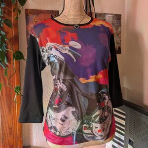 Vintage Cyber Y2k Retro Euro Moto Goth Graphic Top